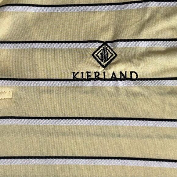 Footjoy FJ Mens Golf Polo Shirt Size Medium Yellow Stripe Short Sleeve Stretch - Picture 4 of 13